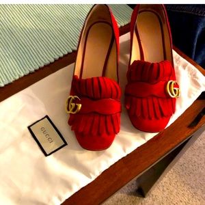 Gucci Marmont Red suede Loafer